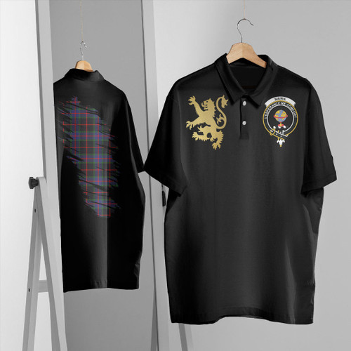 Nairn Clothing Top - Scotland In My Bone With Golden Rampant Tartan Crest Polo Shirt T5