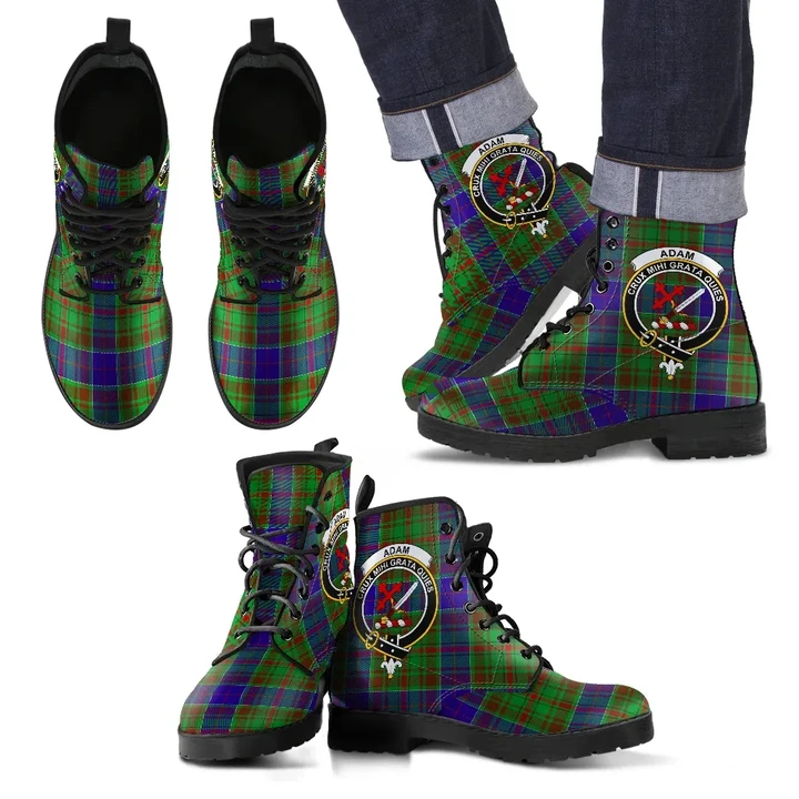 Adam Tartan Clan Badge Leather Boots A9