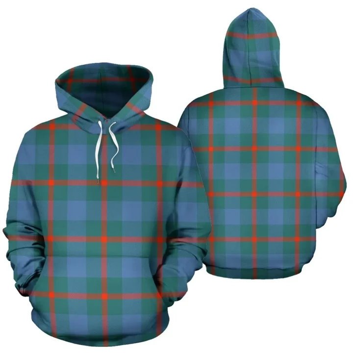 Agnew Ancient Tartan Hoodie, Scottish Agnew Ancient Plaid Pullover Hoodie HJ4