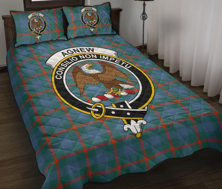 Agnew Ancient Tartan Quilt Bed Set Clan Badge K7
