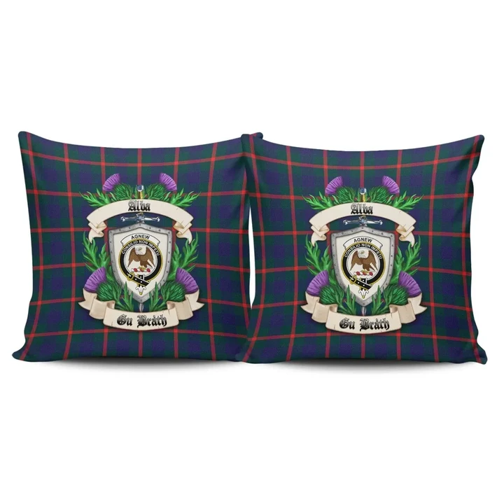 Agnew Modern Crest Tartan Pillow Cover Thistle (Set of two) A91