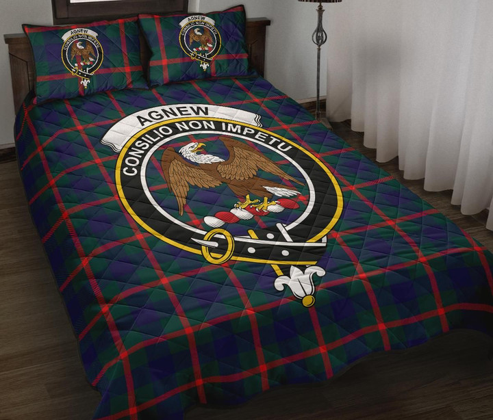 Agnew Modern Tartan Quilt Bed Set Clan Badge K7