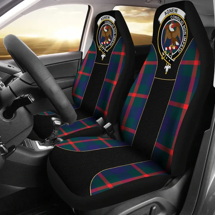 Agnew Tartan Car Seat Cover Clan Badge - Special Version K7