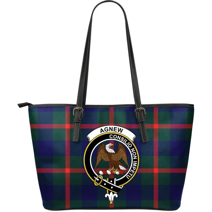 Agnew Tartan Clan Badge Leather Tote Bag (Large) A9