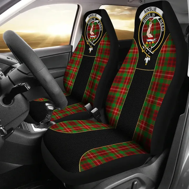 Ainslie Tartan Car Seat Cover Clan Badge - Special Version K7