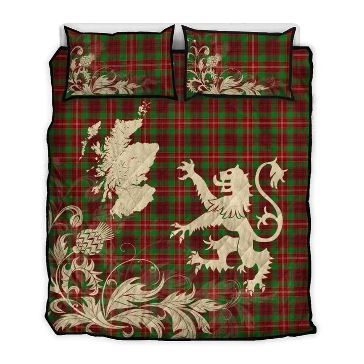 Ainslie Tartan Scotland Lion Thistle Map Quilt Bed Set Hj4