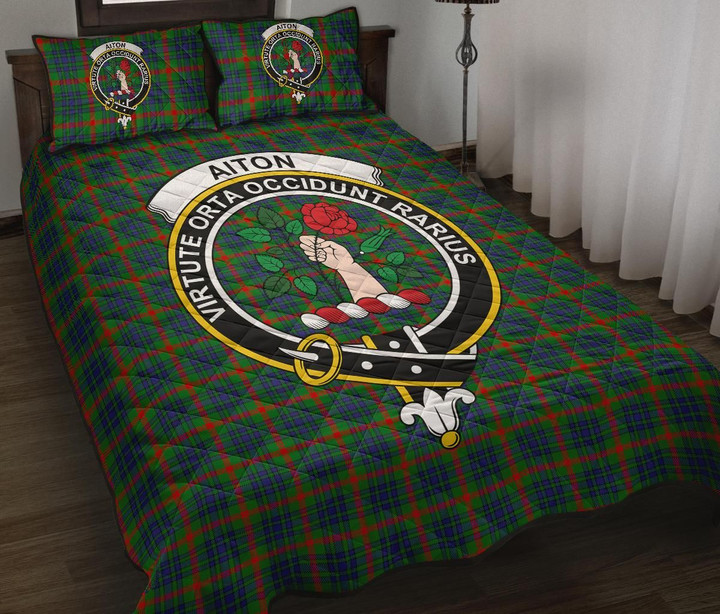 Aiton Tartan Quilt Bed Set Clan Badge K7