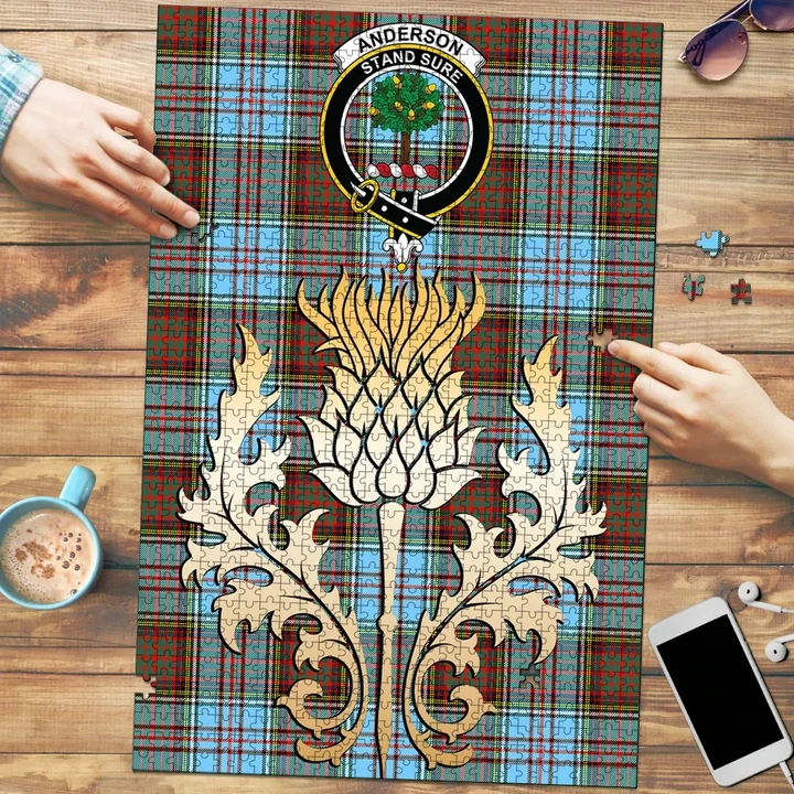 Anderson Ancient Clan Crest Tartan Thistle Gold Jigsaw Puzzle K32