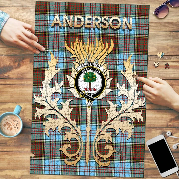 Anderson Ancient Clan Name Crest Tartan Thistle Scotland Jigsaw Puzzle K32