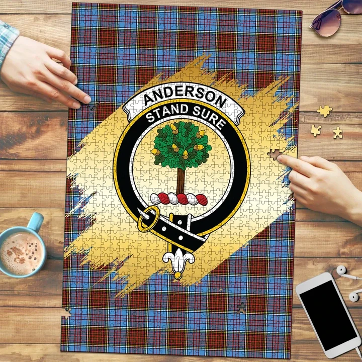 Anderson Modern Clan Crest Tartan Jigsaw Puzzle Gold K32