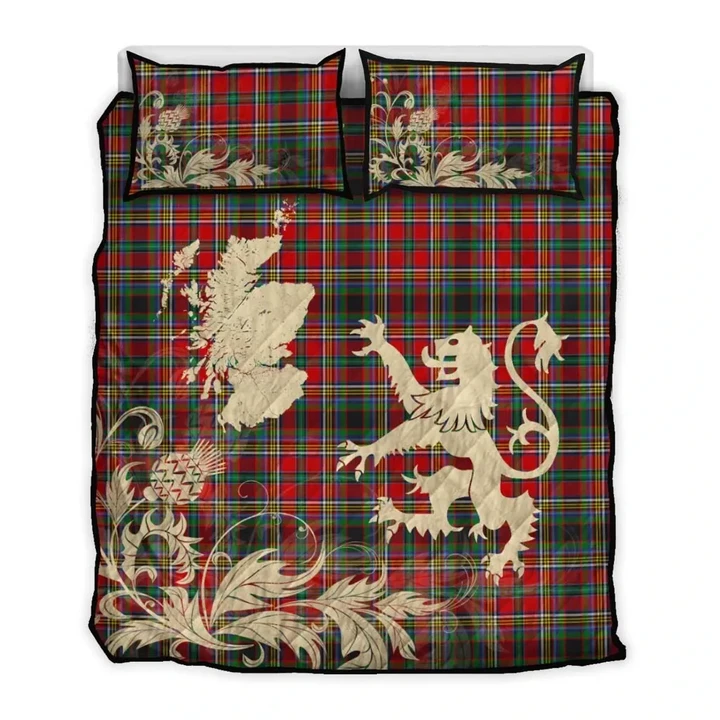 Anderson of Arbrake Tartan Scotland Lion Thistle Map Quilt Bed Set Hj4