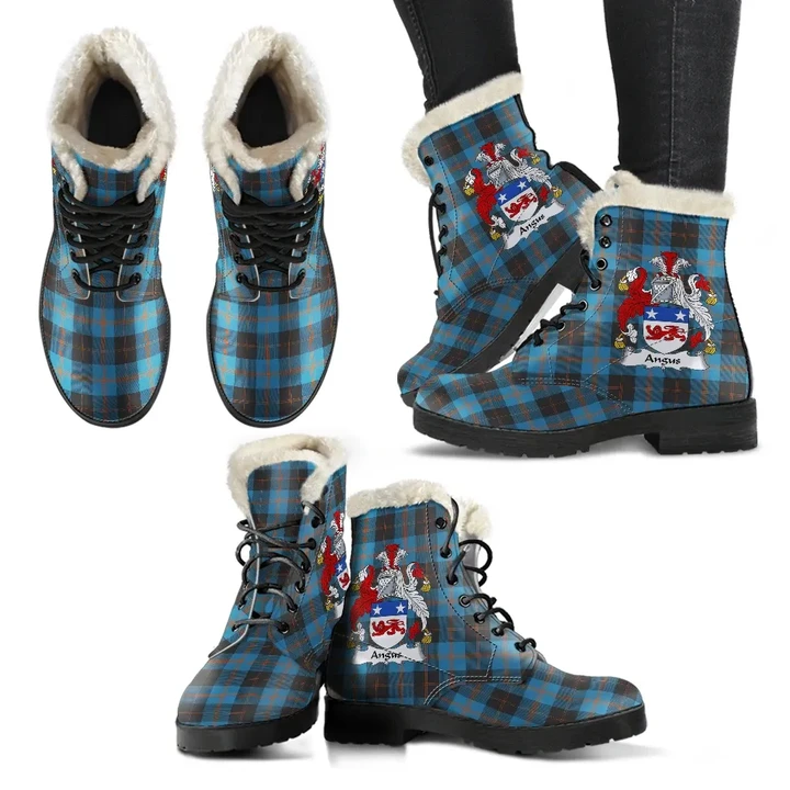Angus Ancient  Tartan Faux Fur Leather Boots
