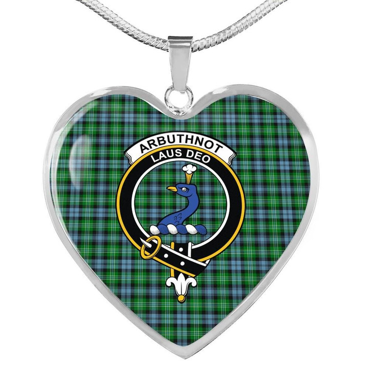 Arbuthnott Tartan Crest Heart Necklace HJ4