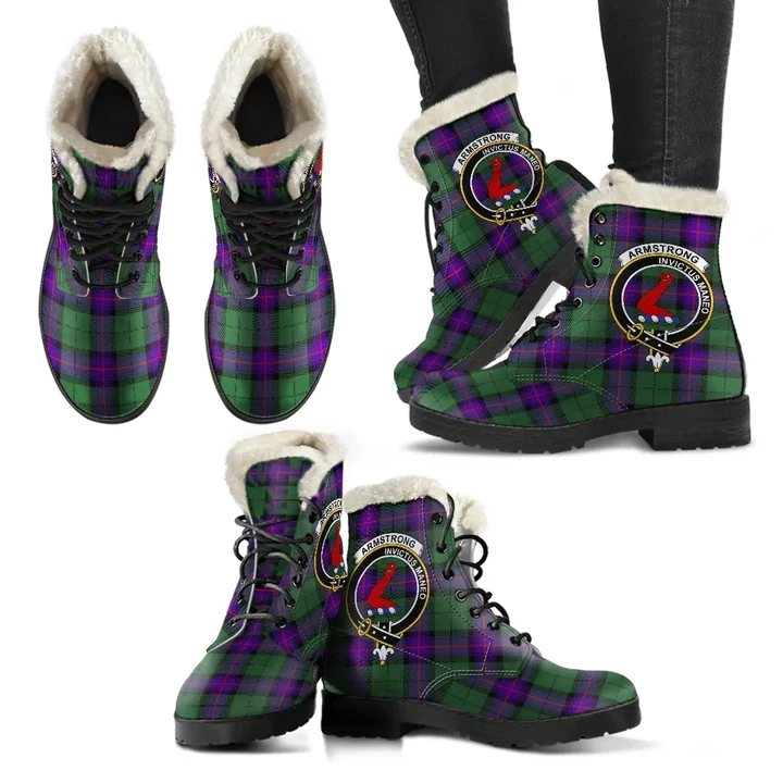 Armstrong Modern  Tartan Faux Fur Leather Boots