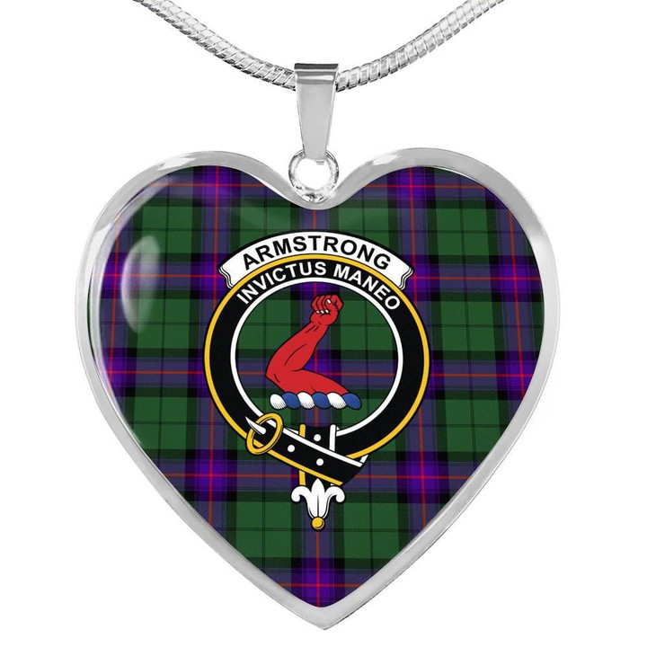 Armstrong Modern Tartan Crest Heart Necklace HJ4