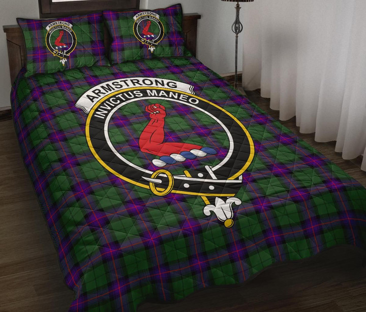 Armstrong Modern Tartan Quilt Bed Set Clan Badge K7