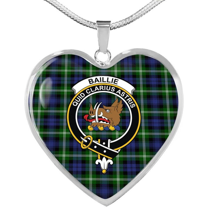 Baillie Modern Tartan Crest Heart Necklace HJ4