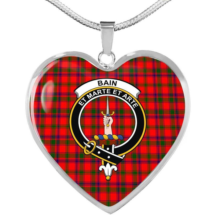 Bain Tartan Crest Heart Necklace HJ4