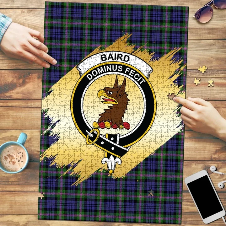 Baird Modern Clan Crest Tartan Jigsaw Puzzle Gold K32