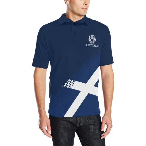 Balfour Blue Lion Tartan Polo Shirts HJ4