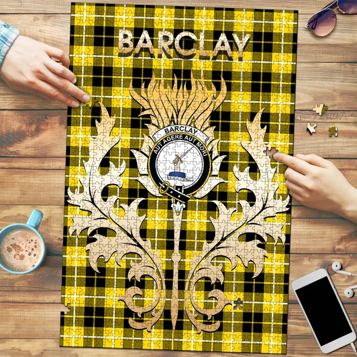 Barclay Dress Modern Clan Name Crest Tartan Thistle Scotland Jigsaw Puzzle K32