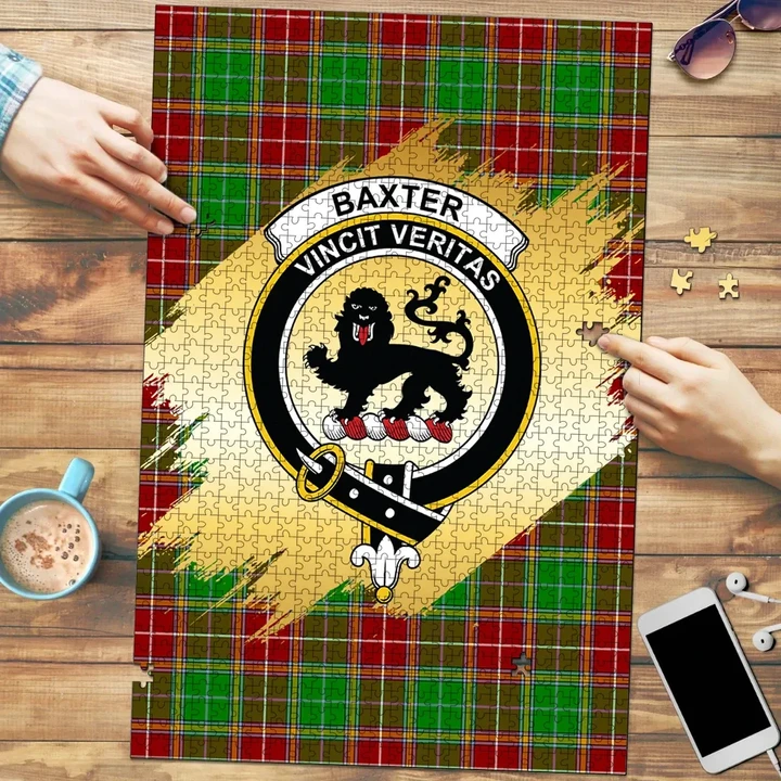 Baxter Modern Clan Crest Tartan Jigsaw Puzzle Gold K32