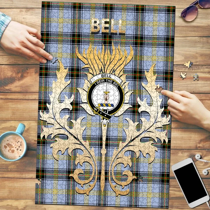Bell of the Borders Clan Name Crest Tartan Thistle Scotland Jigsaw Puzzle K32