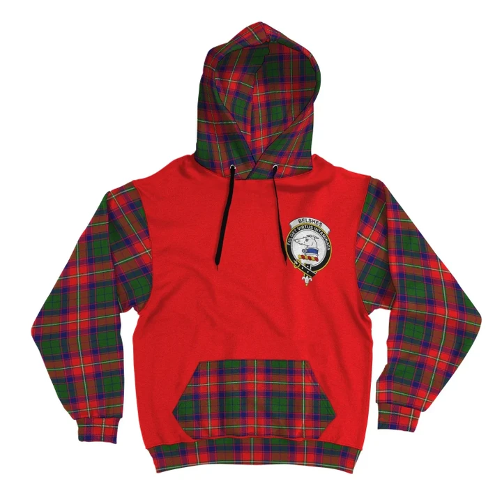 Belshes Clans Tartan All Over Hoodie - Sleeve Color - Bn