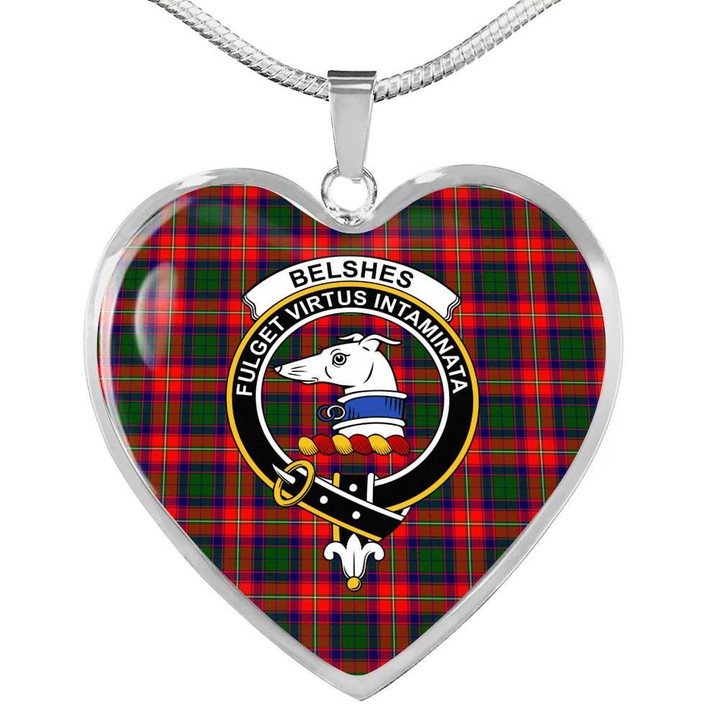 Belshes Tartan Crest Heart Necklace HJ4