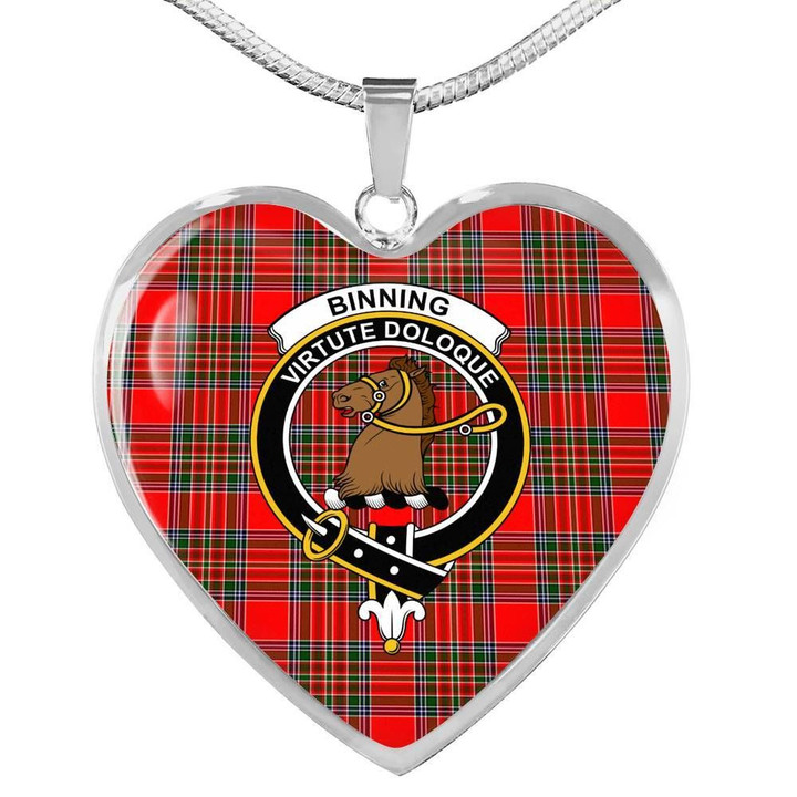 Binning Tartan Crest Heart Necklace HJ4