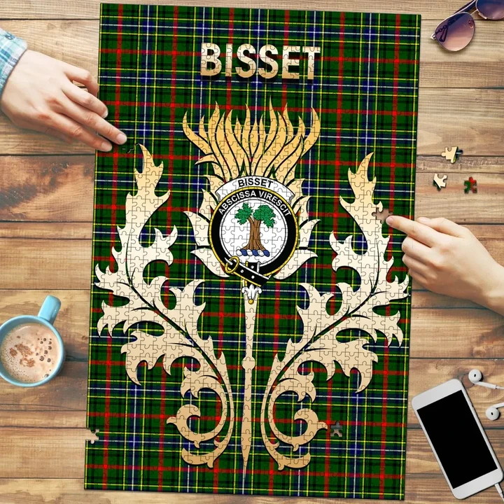 Bisset Clan Name Crest Tartan Thistle Scotland Jigsaw Puzzle K32