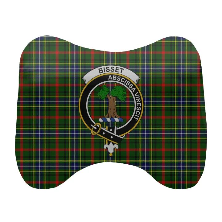 Bisset Tartan Head Cushion Clan Badge K7