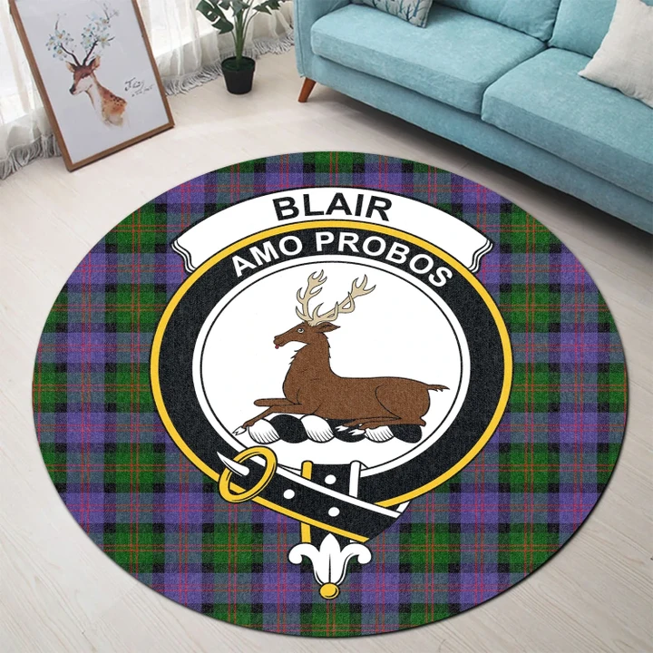 Blair Modern Clan Crest Tartan Round Rug K32