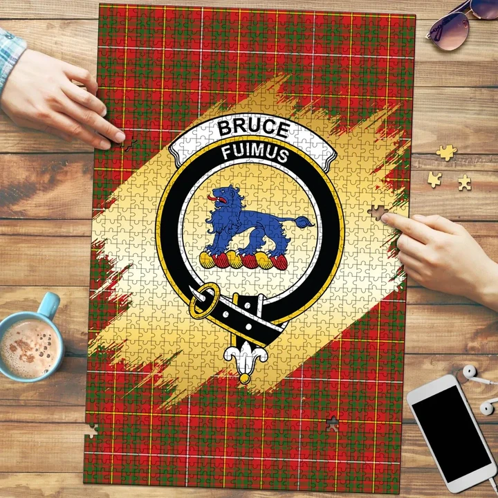 Bruce Modern Clan Crest Tartan Jigsaw Puzzle Gold K32