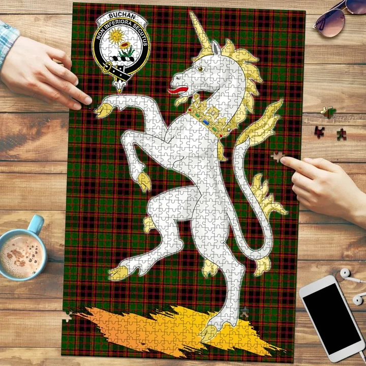 Buchan Modern Clan Crest Tartan Unicorn Scotland Jigsaw Puzzle K32