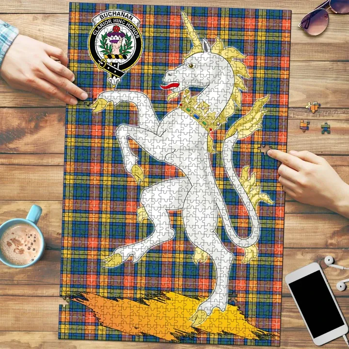 Buchanan Ancient Clan Crest Tartan Unicorn Scotland Jigsaw Puzzle K32