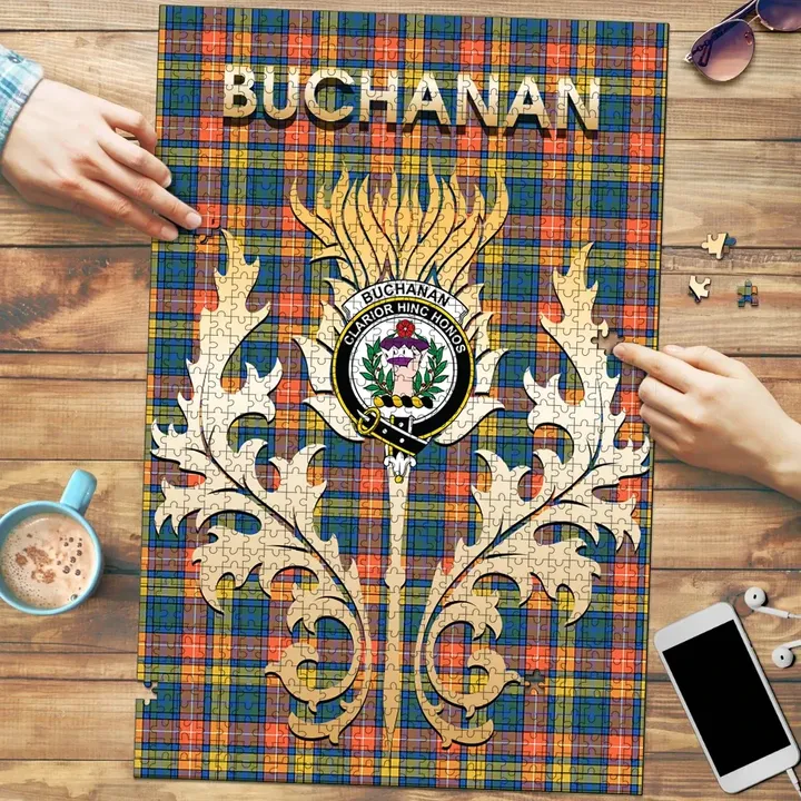 Buchanan Ancient Clan Name Crest Tartan Thistle Scotland Jigsaw Puzzle K32