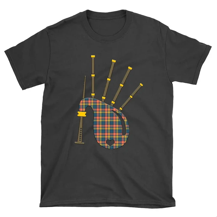 Buchanan Ancient Tartan Bagpipes Round Neck Unisex T-Shirt TH8