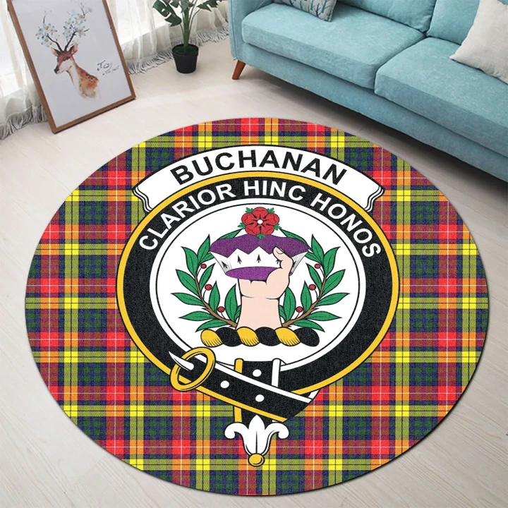 Buchanan Modern Clan Crest Tartan Round Rug K32