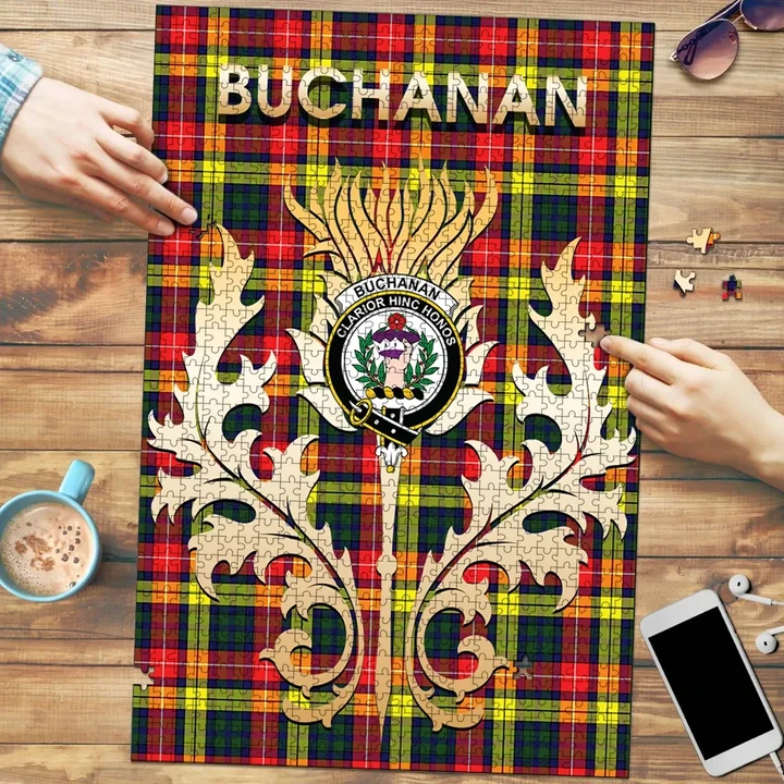 Buchanan Modern Clan Name Crest Tartan Thistle Scotland Jigsaw Puzzle K32