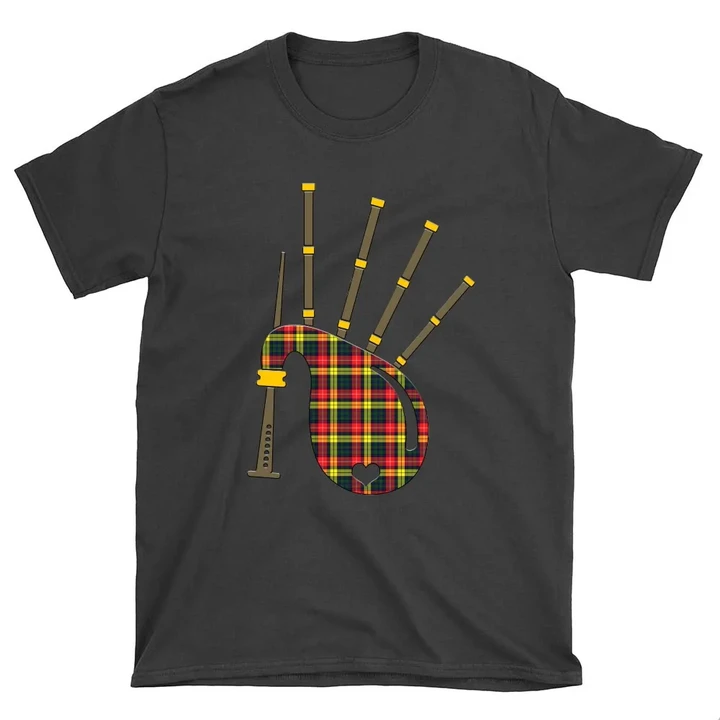 Buchanan Modern Tartan Bagpipes Round Neck Unisex T-Shirt TH8