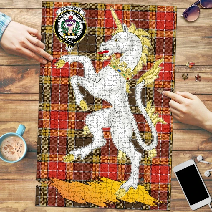 Buchanan Old Set Weathered Clan Crest Tartan Unicorn Scotland Jigsaw Puzzle K32