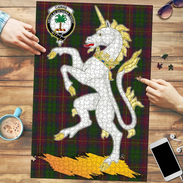 Cairns Clan Crest Tartan Unicorn Scotland Jigsaw Puzzle K32