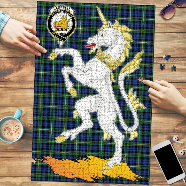 Campbell Argyll Ancient Clan Crest Tartan Unicorn Scotland Jigsaw Puzzle K32