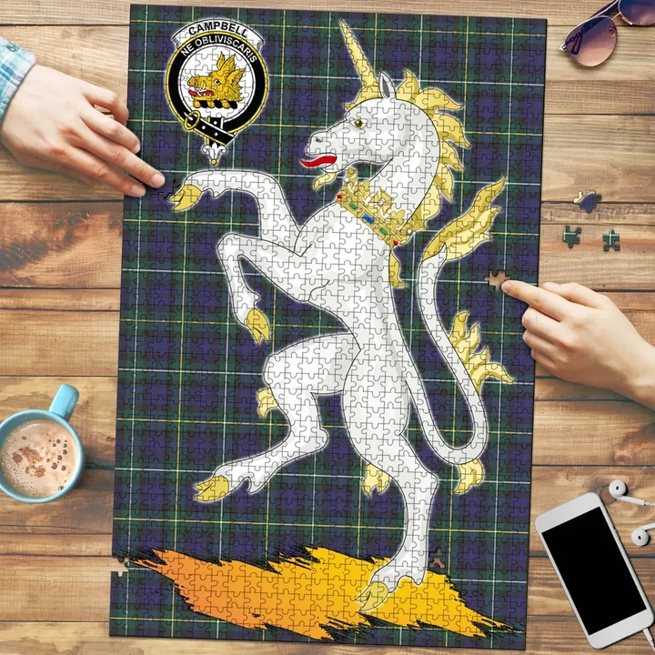 Campbell Argyll Modern Clan Crest Tartan Unicorn Scotland Jigsaw Puzzle K32