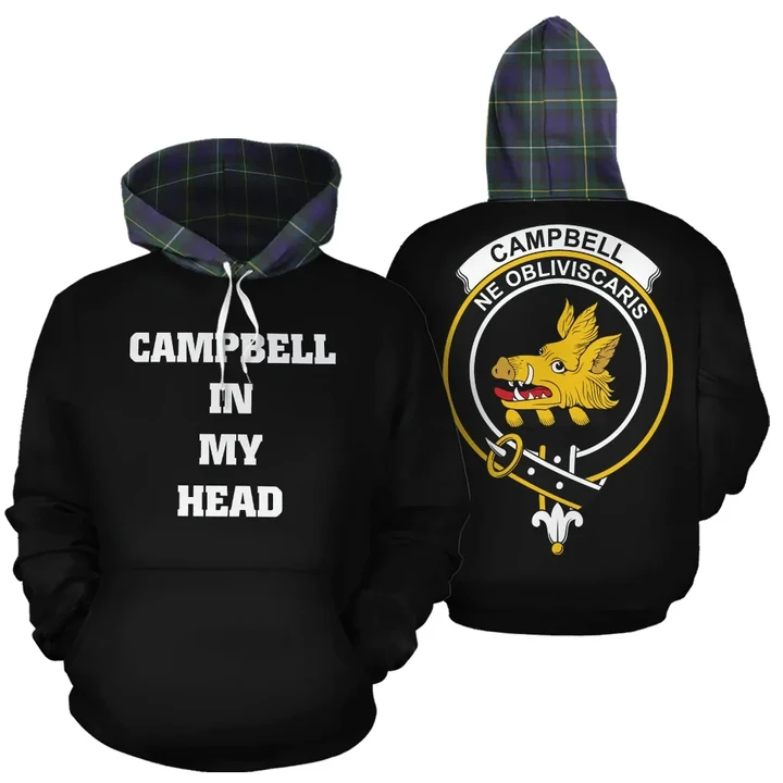 Campbell Argyll Modern In My Head Hoodie Tartan Scotland K32