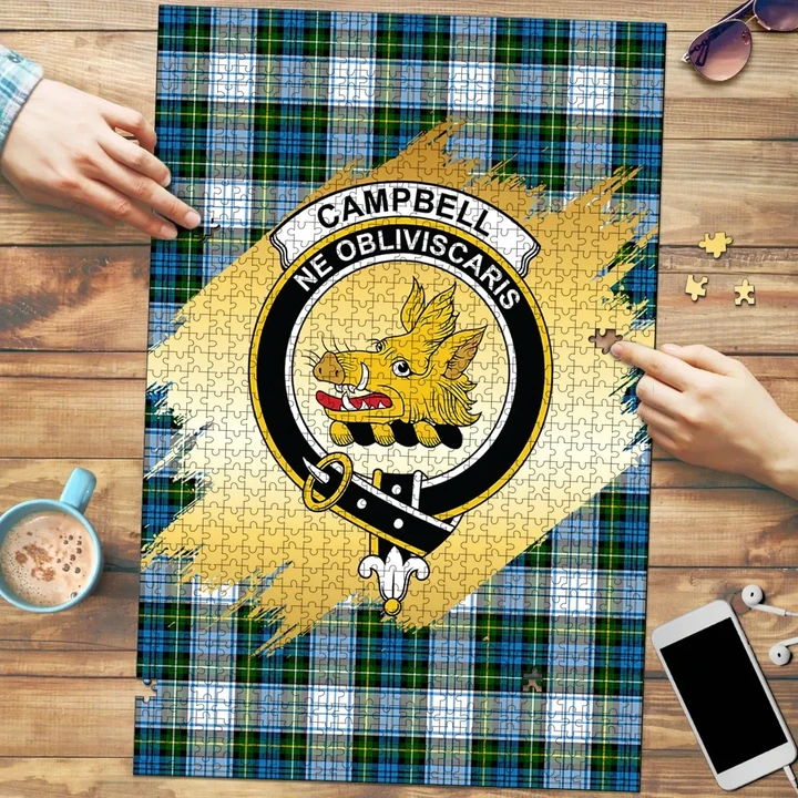 Campbell Dress Clan Crest Tartan Jigsaw Puzzle Gold K32