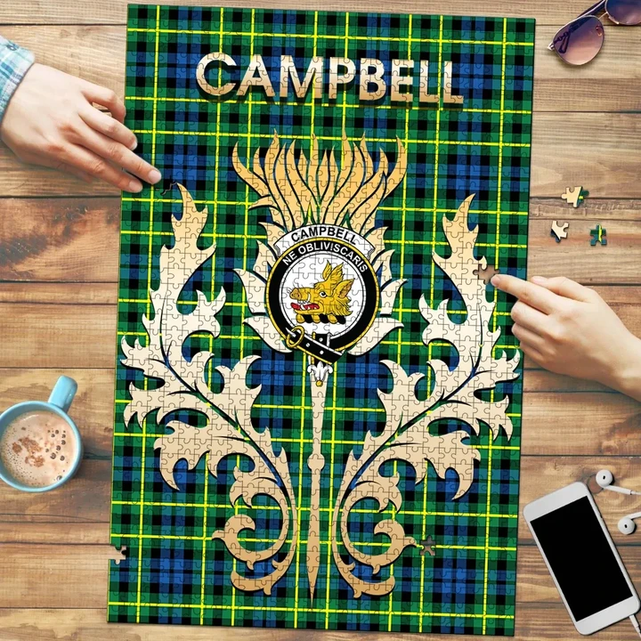Campbell of Breadalbane Ancient Clan Name Crest Tartan Thistle Scotland Jigsaw Puzzle K32