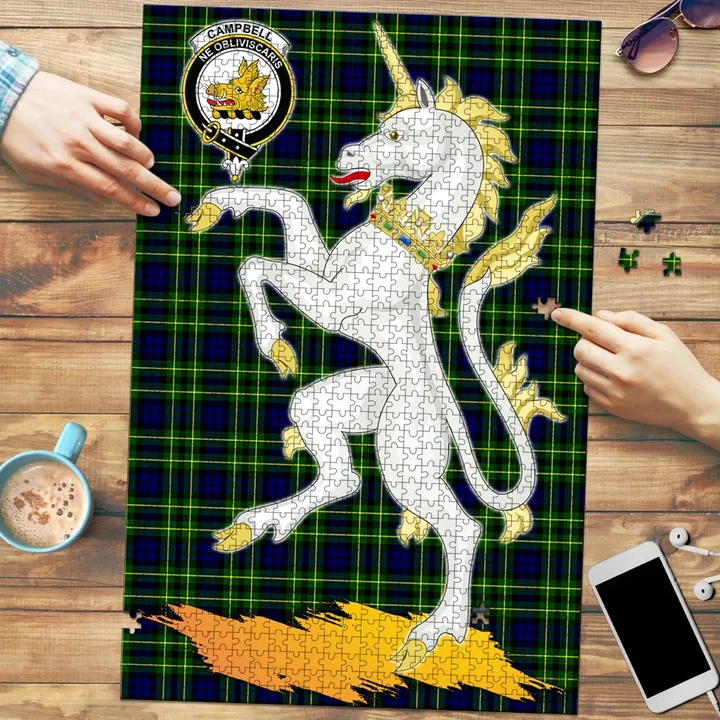 Campbell of Breadalbane Modern Clan Crest Tartan Unicorn Scotland Jigsaw Puzzle K32