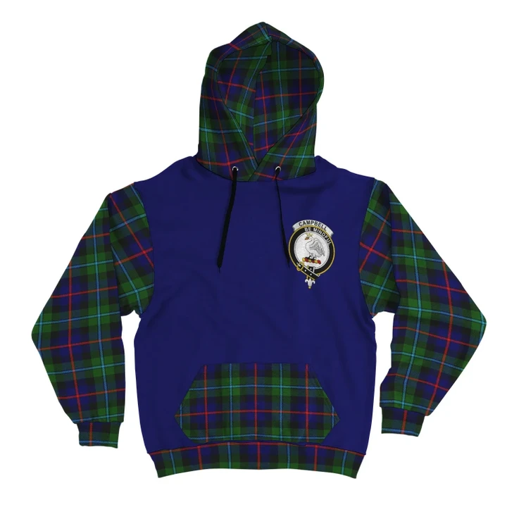 Campbell of Cawdor Clans Tartan All Over Hoodie - Sleeve Color - Bn